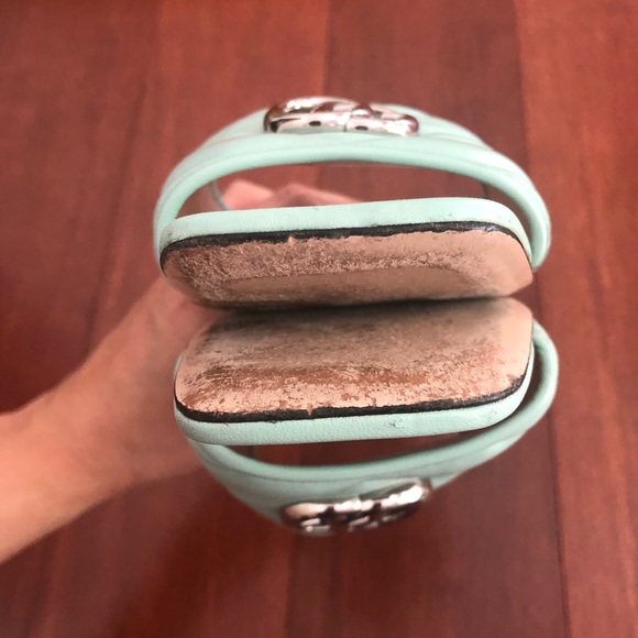 Gucci Marmot GG slide sandals mules . Mint green & Chevron quilted - Picture 8 of 15